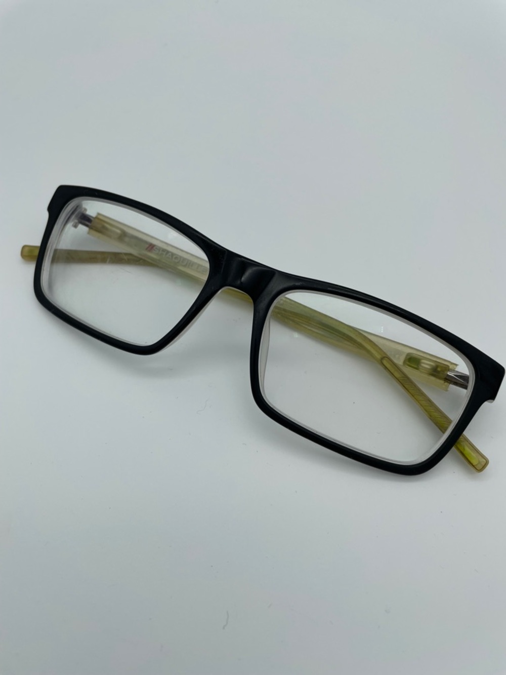 Men’s Shaquille O’Neal Zyloware Eyeglasses Black Frame Green Arms Rectangle